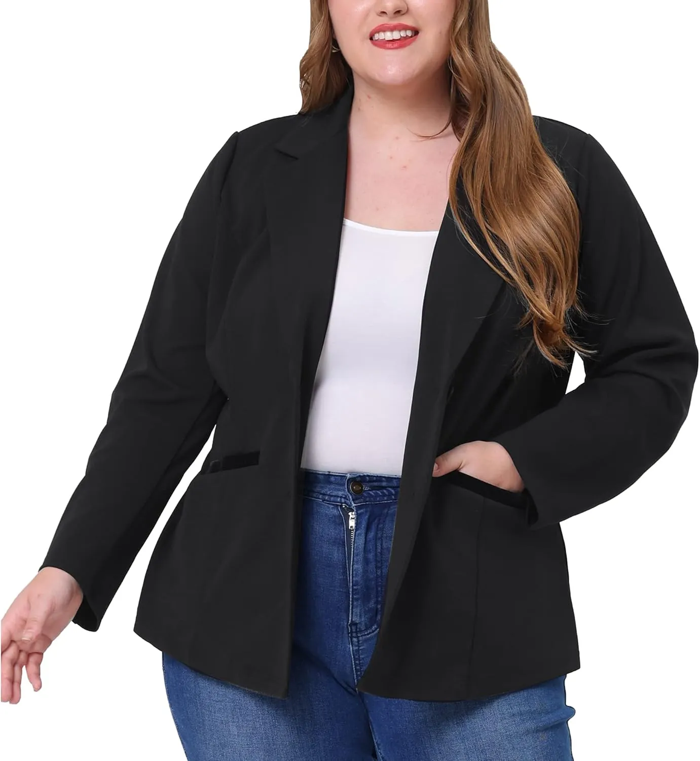 Agnes Orinda Blazers for Women Plus Size Notched Lapel V Neck Business Casual Outfits Suit Jacket Work Fall Blazers