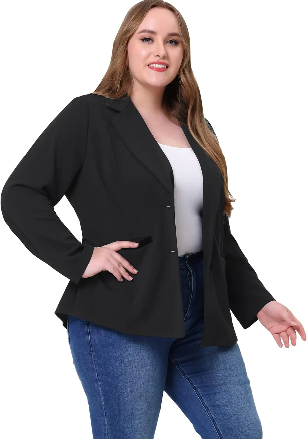 Agnes Orinda Blazers for Women Plus Size Notched Lapel V Neck Business Casual Outfits Suit Jacket Work Fall Blazers