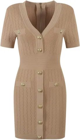 Alloaone Knitted Dress Women Supplier Short Sleeve Summer Bodycon V-Neck Chic Mini Dresses