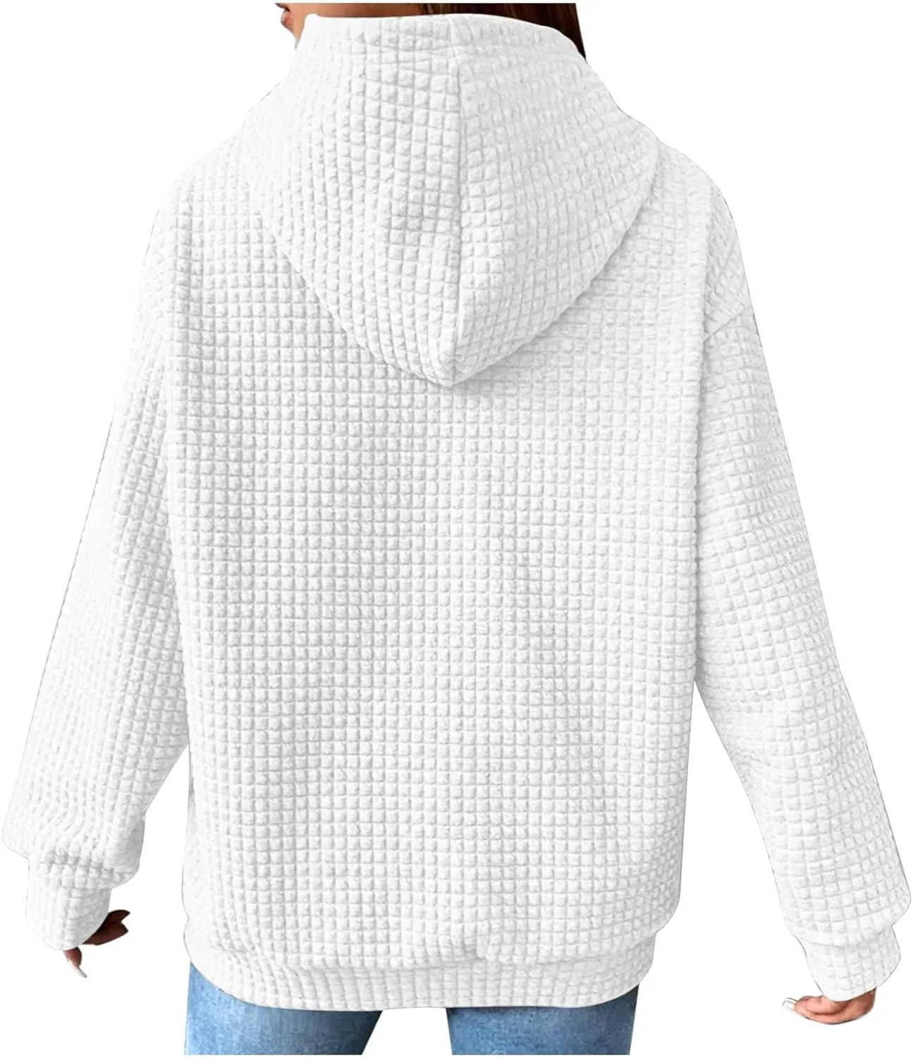 Ceboyel Women Waffle Knit Cute Hoodies Drawstring Pullover Sweatshirts Fashion Casual Sweaters Comfy Fall Clothes Outfits