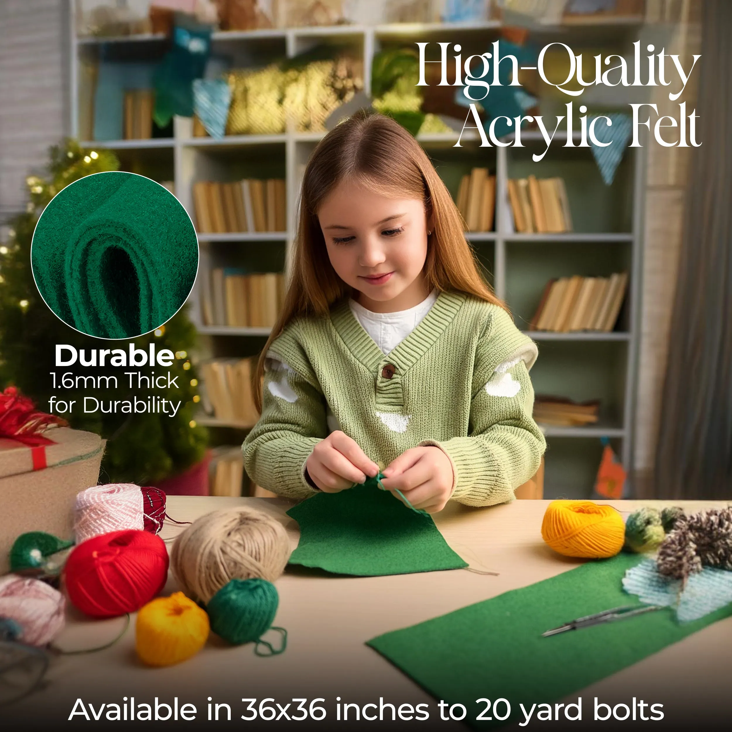 FabricLA Premium Acrylic Felt Fabric - Versatile 72" Wide, 1.6mm Thick Material for Crafts, Decor | Antique Gold
