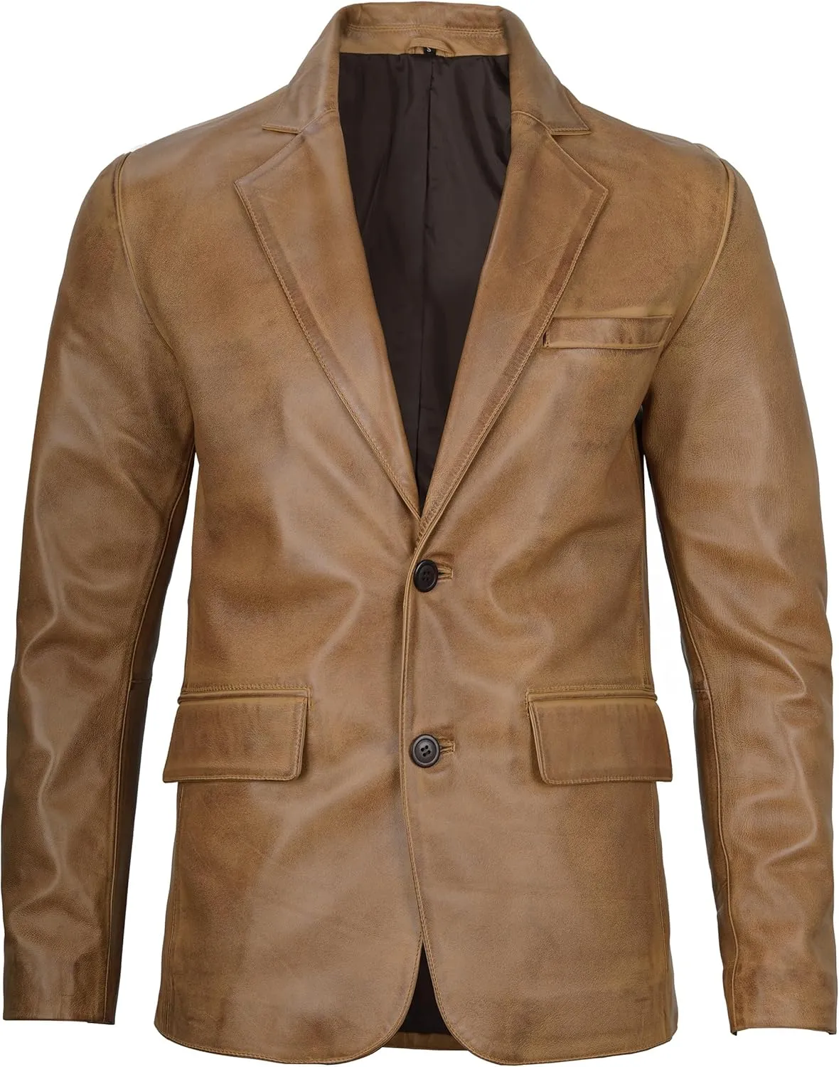 fjackets Leather Blazer for Men - Black & Brown Real Lambskin Casual Men's Leather Jacket Coats