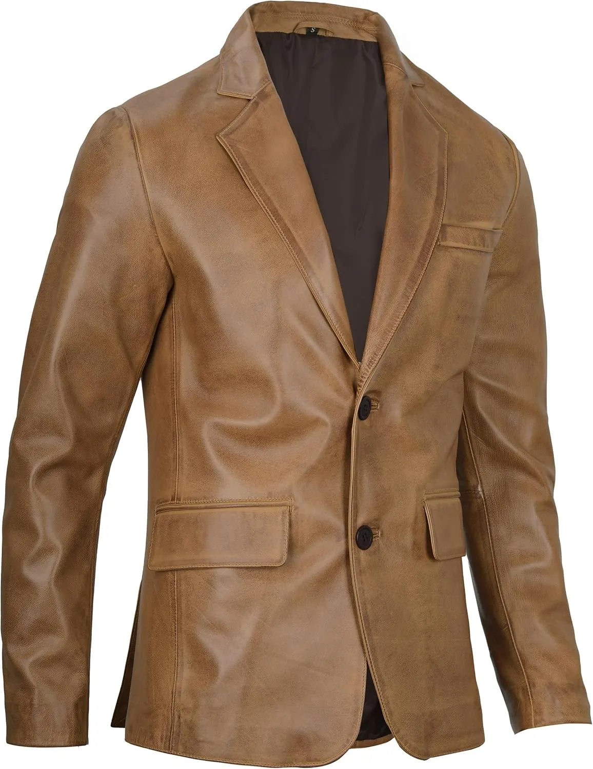fjackets Leather Blazer for Men - Black & Brown Real Lambskin Casual Men's Leather Jacket Coats