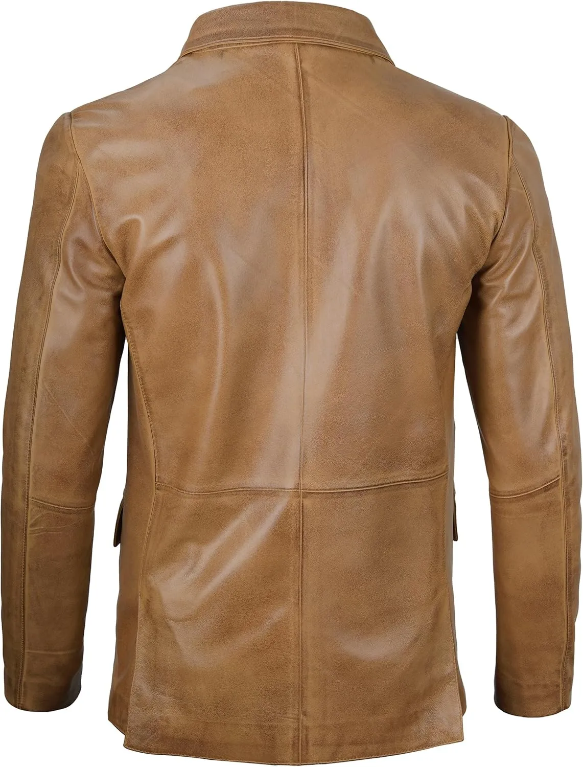 fjackets Leather Blazer for Men - Black & Brown Real Lambskin Casual Men's Leather Jacket Coats