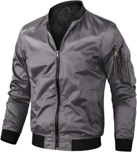 Jackets for Men, Men's Lightweight Bomber Jacket Outdoor Windproof Windbreaker Varsity Jacket Softshell Coat Outwear