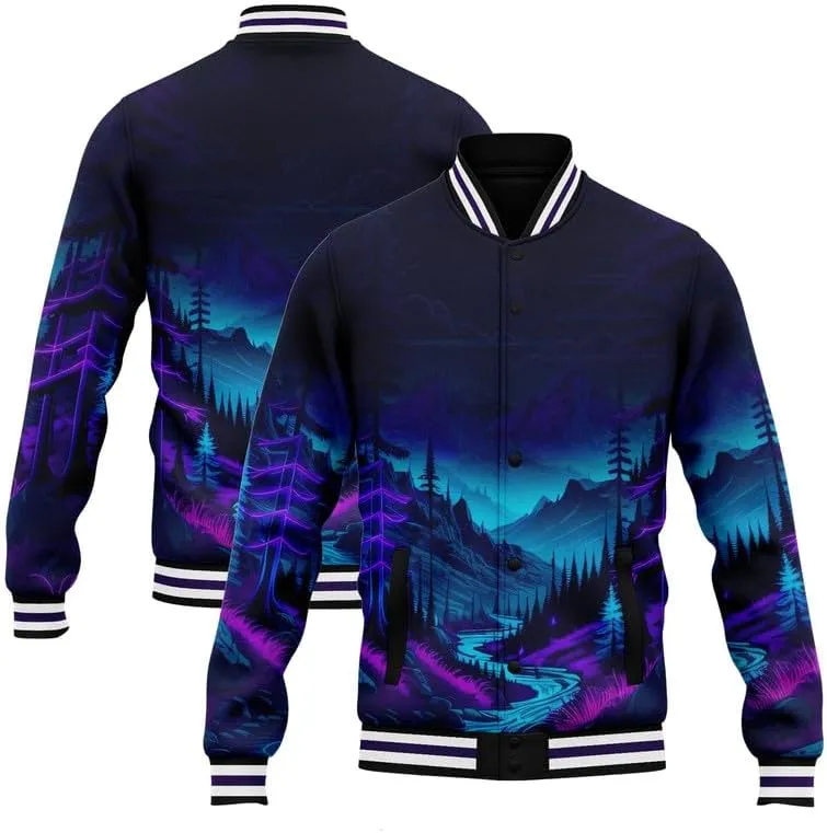 Men's Stylish Graphic Varsity Jacket Lightweight Casual Sport Outerwear for Spring,Fall Baseball Urban Bomber Jackets