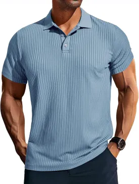 PJ PAUL JONES Mens Texture Polo Shirts Casual Wrinkle Free Elasticity Short Sleeve Knit Golf Shirt Tops