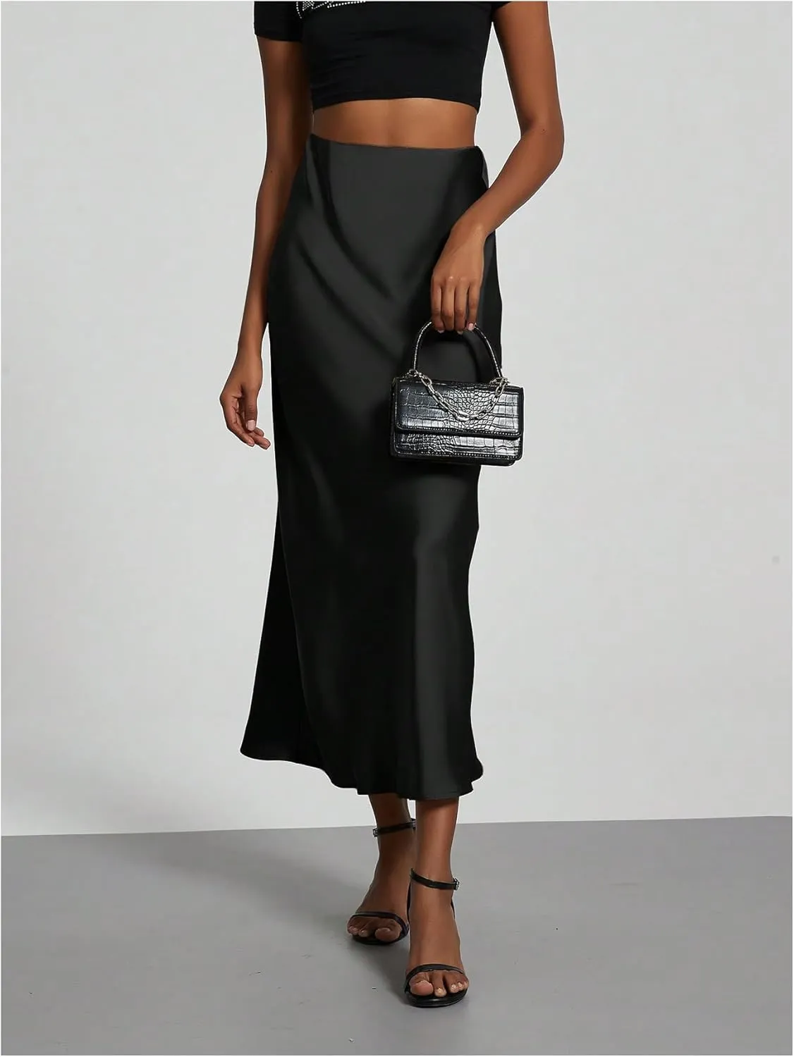 SHENHE Women's Satin Maxi Skirts High Waisted A Line Long Skirts Elegant Office Skirts