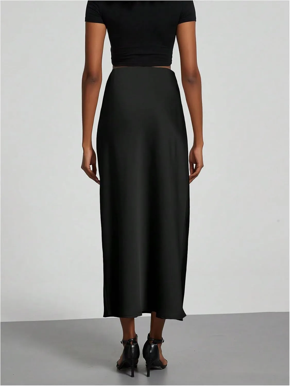 SHENHE Women's Satin Maxi Skirts High Waisted A Line Long Skirts Elegant Office Skirts