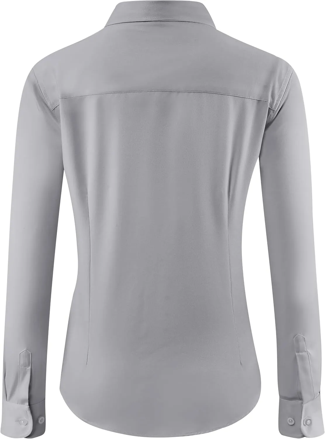 Soft Wrinkle-Free Women's Button Down Dress Shirts Solid Long Sleeve Work Blouses Fit Stretch Casual Tops XXS-4XL