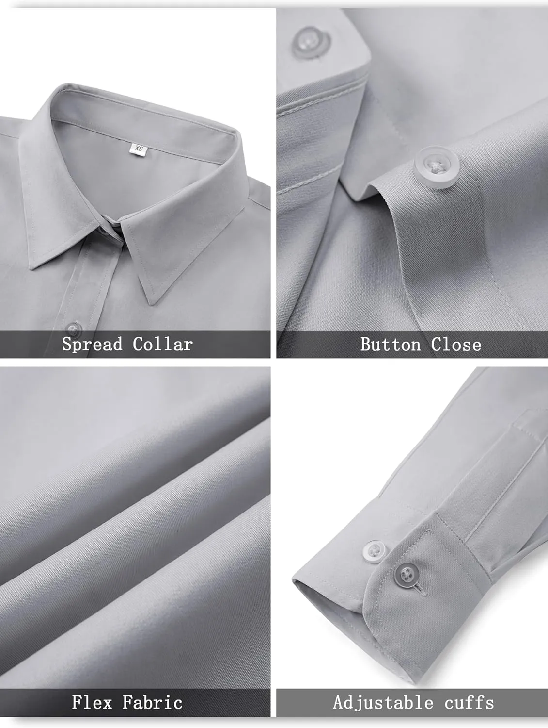 Soft Wrinkle-Free Women's Button Down Dress Shirts Solid Long Sleeve Work Blouses Fit Stretch Casual Tops XXS-4XL