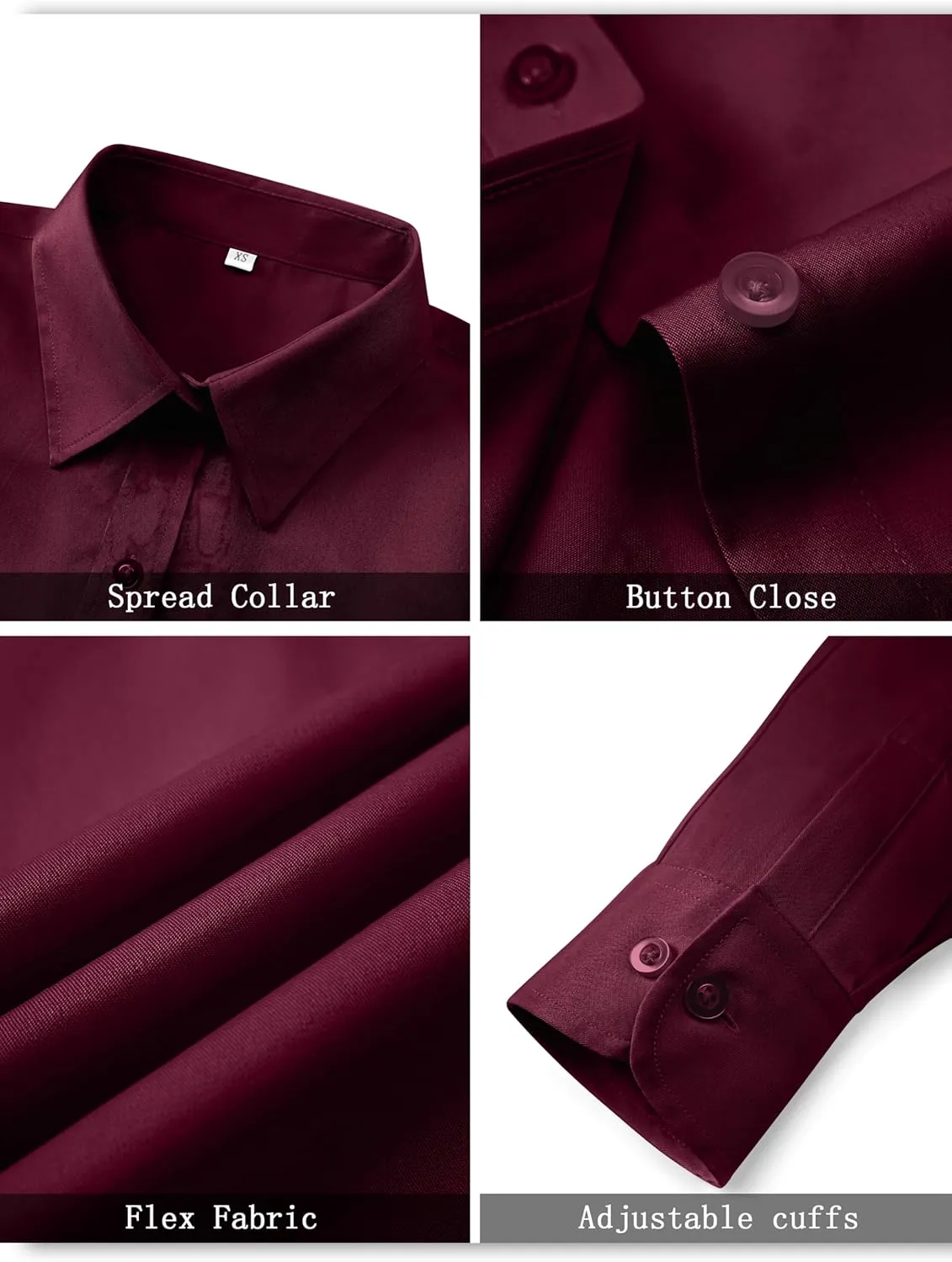 Soft Wrinkle-Free Women's Button Down Dress Shirts Solid Long Sleeve Work Blouses Fit Stretch Casual Tops XXS-4XL