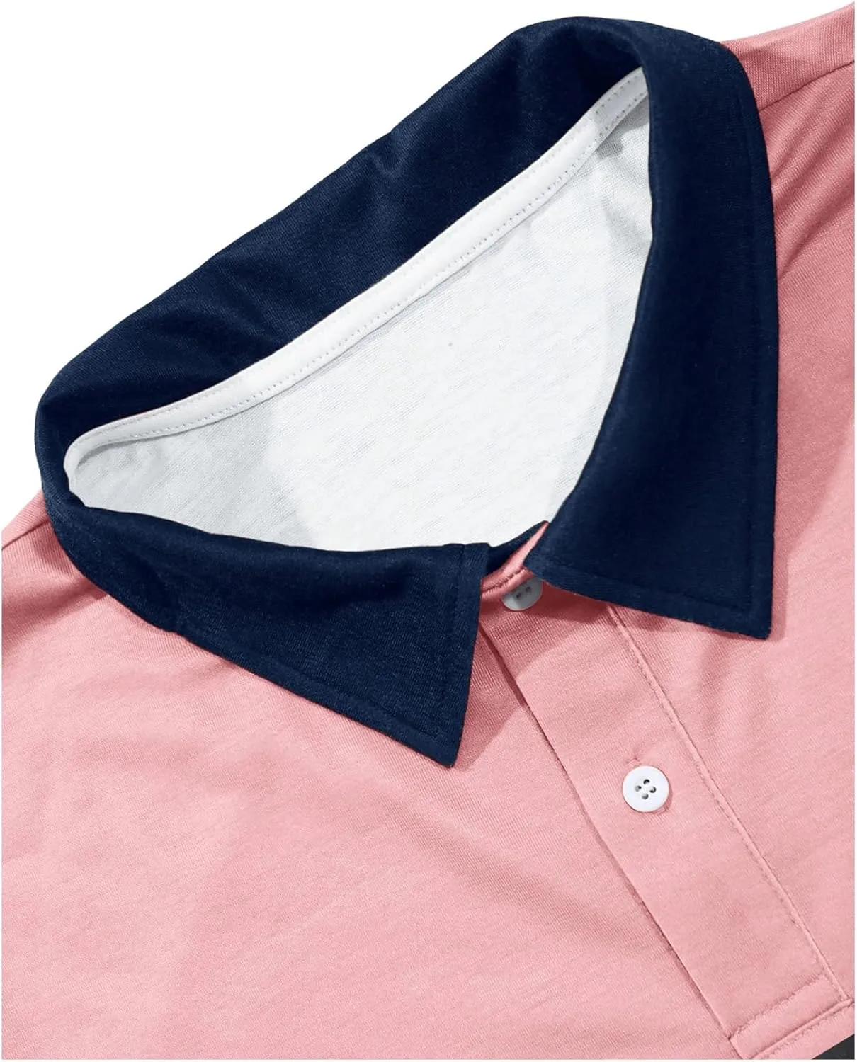 SOLY HUX Men's Golf Shirts Short Sleeve Striped Collared T Shirt Casual Work Shirts