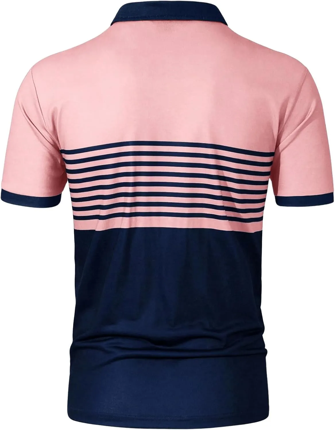 SOLY HUX Men's Golf Shirts Short Sleeve Striped Collared T Shirt Casual Work Shirts