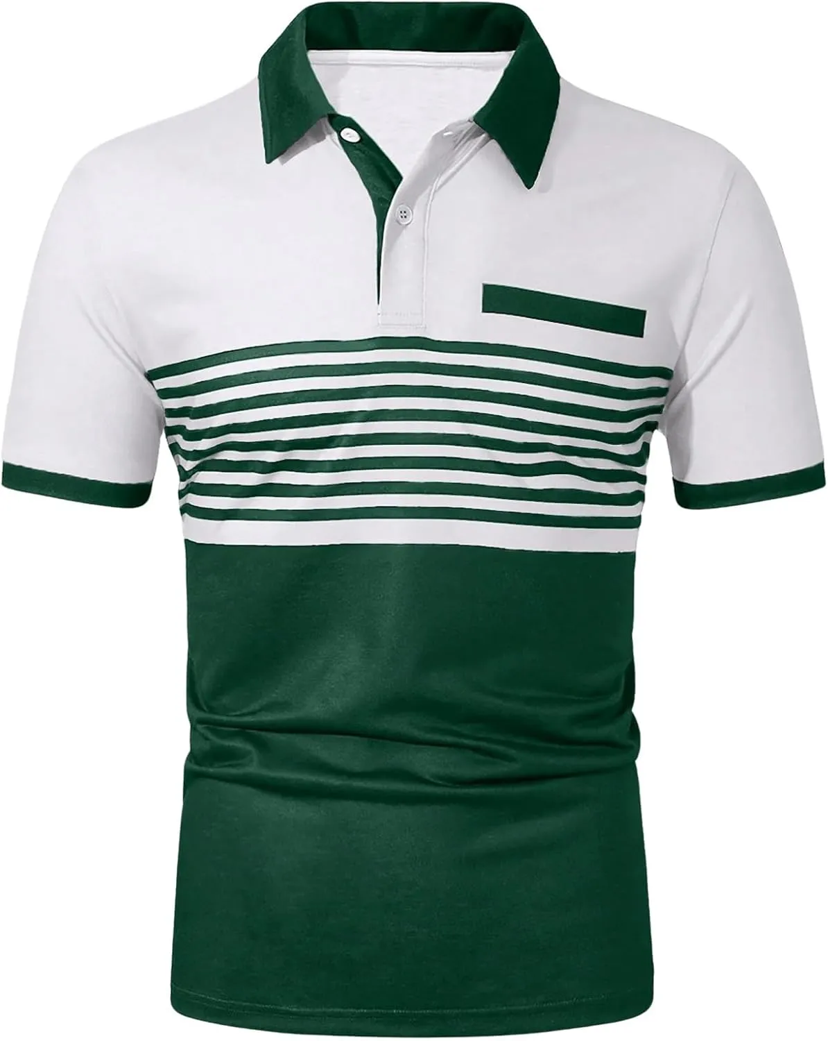 SOLY HUX Men's Golf Shirts Short Sleeve Striped Collared T Shirt Casual Work Shirts