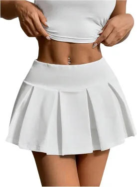 SOLY HUX Women's High Waisted Pleated Mini Skirt A Line Flowy Skirts Skater Tennis Skirts
