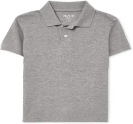 The Children's Place boys Uniform Pique Polo Shirt, Smokeb10, L 10-12 husky