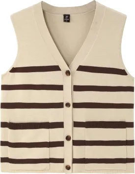 Totatuit Women's Sweater Vests Striped Lightweight Knit Tank Top Trendy Sweater Vest for Women with Pockets