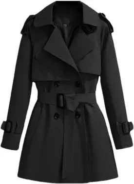 Women's Double Breasted Midi Long Trench Coats Classic Lapel Belted Windbreakers Jackets Overcoat