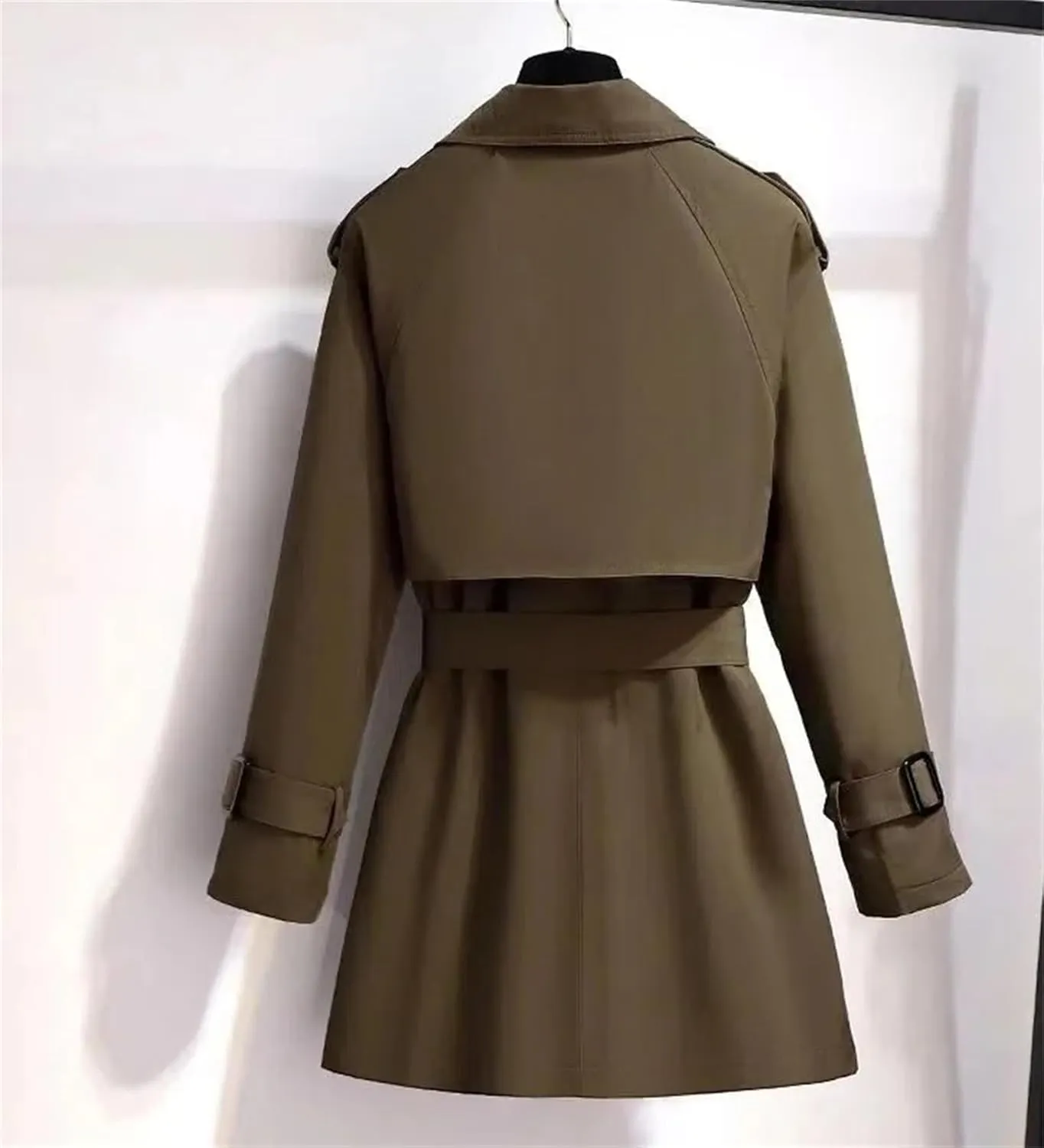 Women's Double Breasted Midi Long Trench Coats Classic Lapel Belted Windbreakers Jackets Overcoat