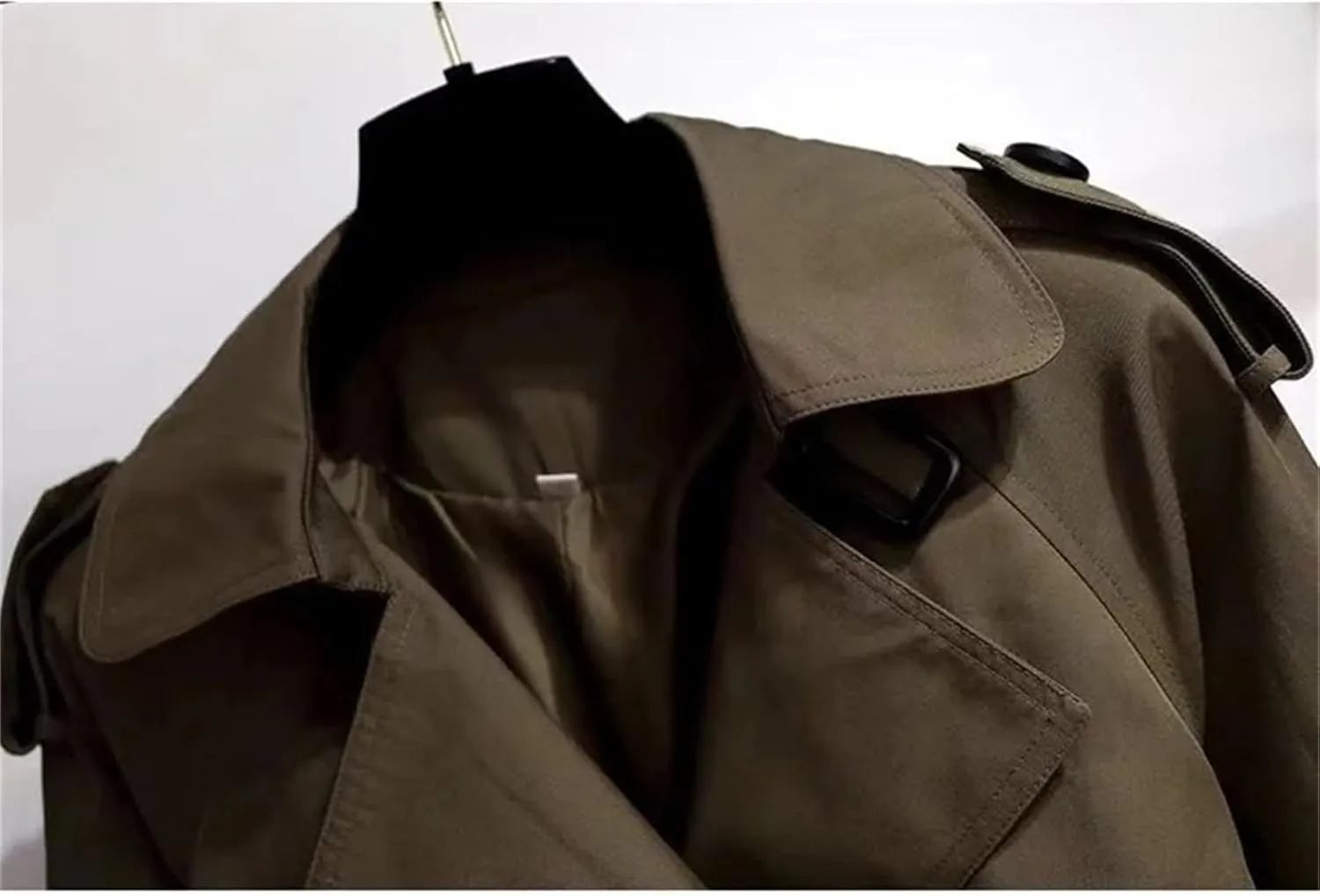 Women's Double Breasted Midi Long Trench Coats Classic Lapel Belted Windbreakers Jackets Overcoat