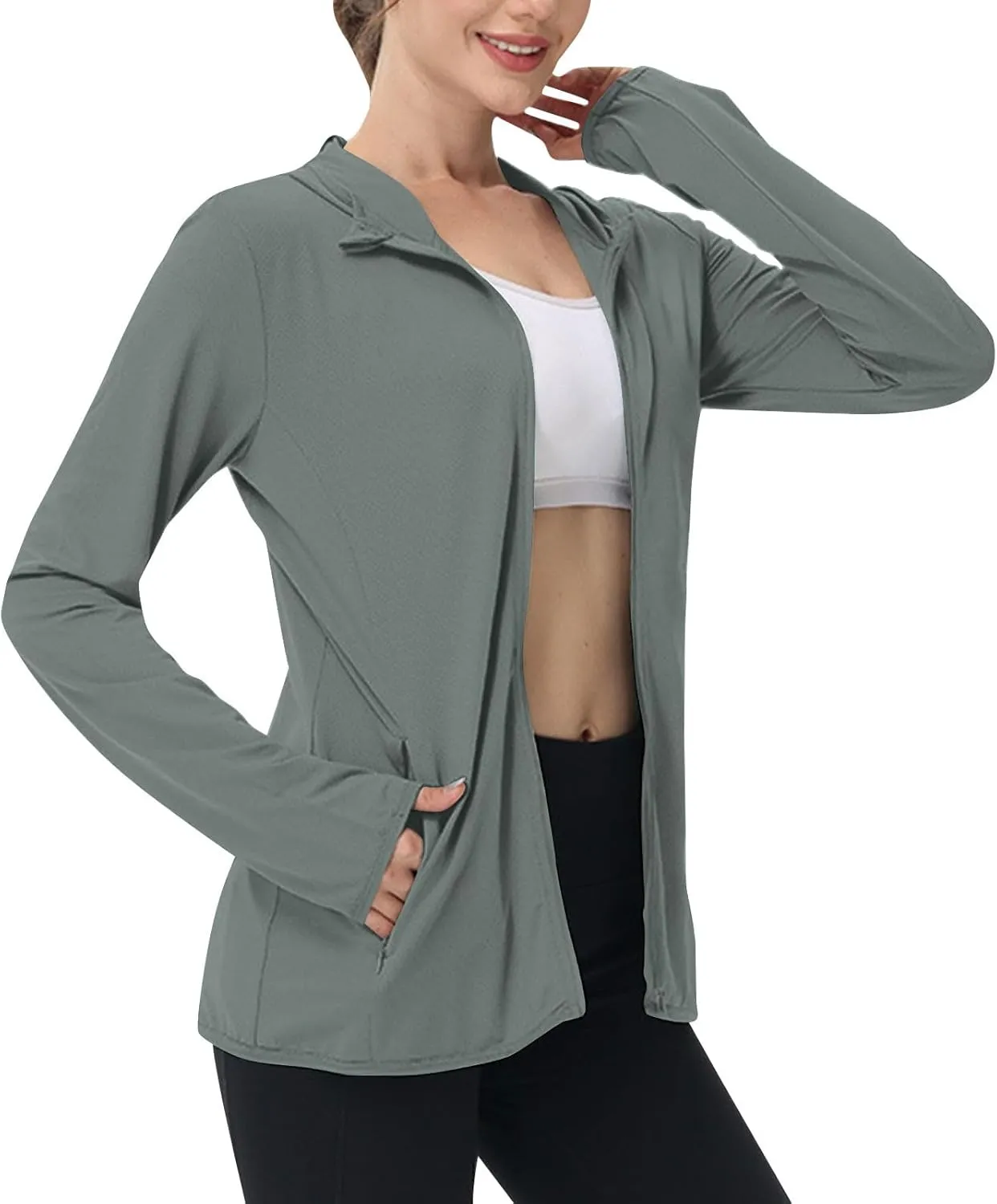 Womens Sun Shirts Full Zip UPF 50  Sun Protection Hoodie Jacket Lightweight Long Sleeve Hiking Outdoor Jackets