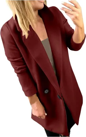 XUETON 2021 Womens Casual Winter Coat Notch Lapel Double Breasted Mid Long Outwear Overcoat Trench Coats Cardigan Jacket Wine